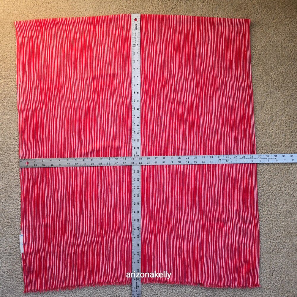 NWT J. McLaughlin Wool Scarf Lightweight Soft Park Stripe Red Coral - Picture 9 of 9